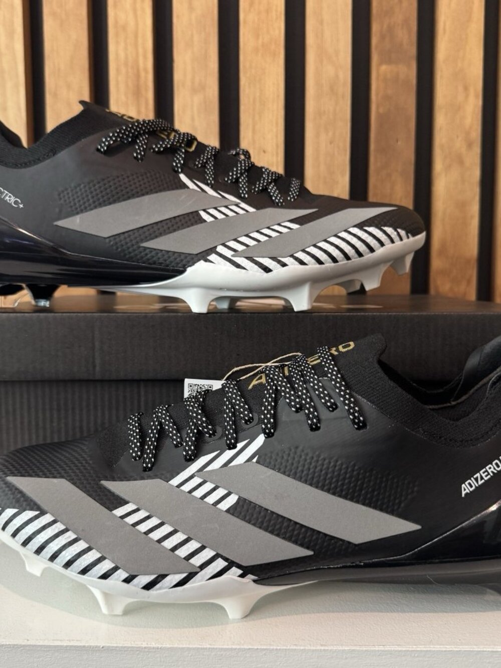 SIZE 10 - adidas adizero Electric+ 2 Black White Silver Football Cleats IH5976
